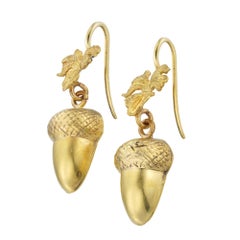A pair of 19th century gold acorn drop earrings