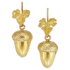 A pair of 19th century gold acorn drop earrings