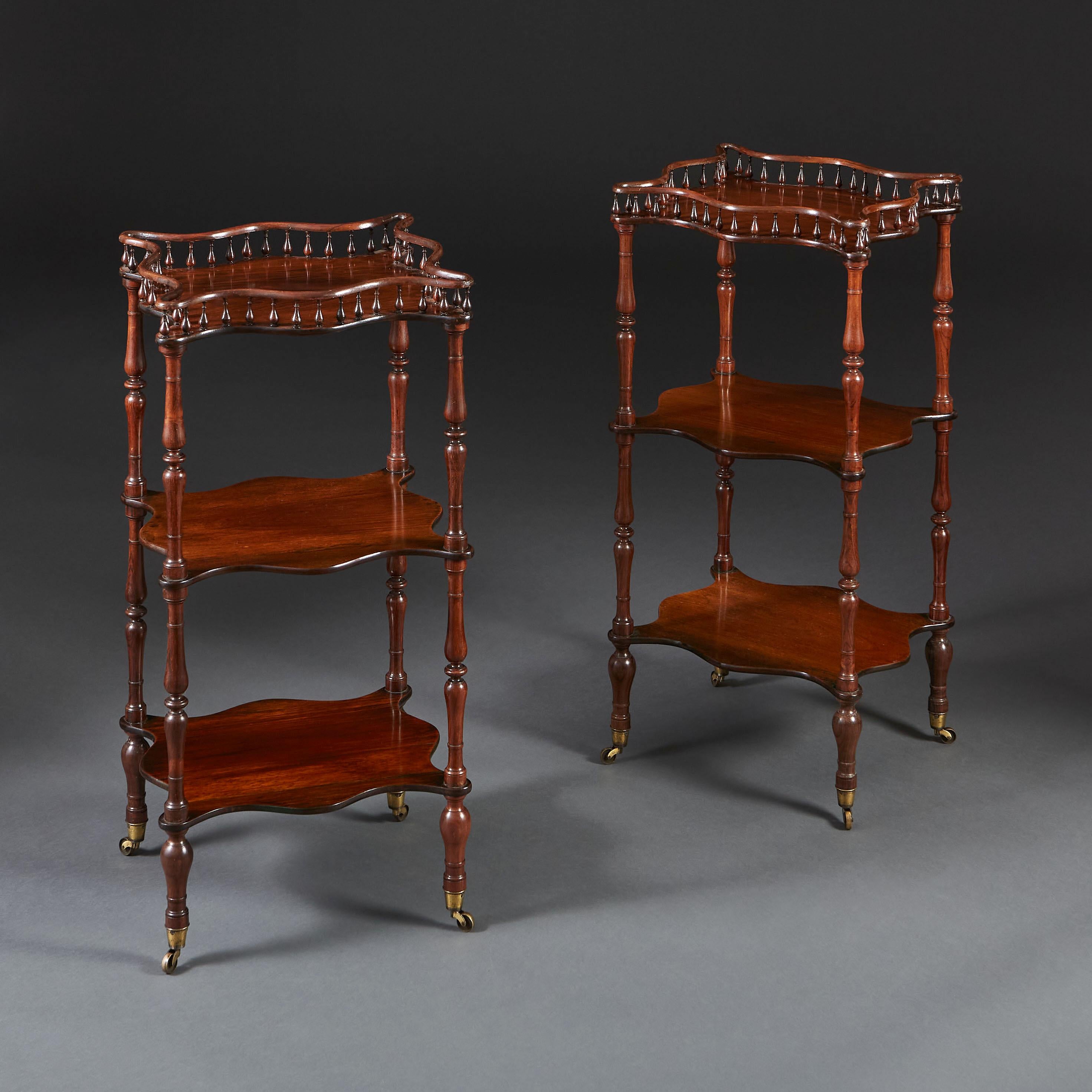 Pair of 19th Century Goncalo Alves Three Tier Etageres In Good Condition In London, GB