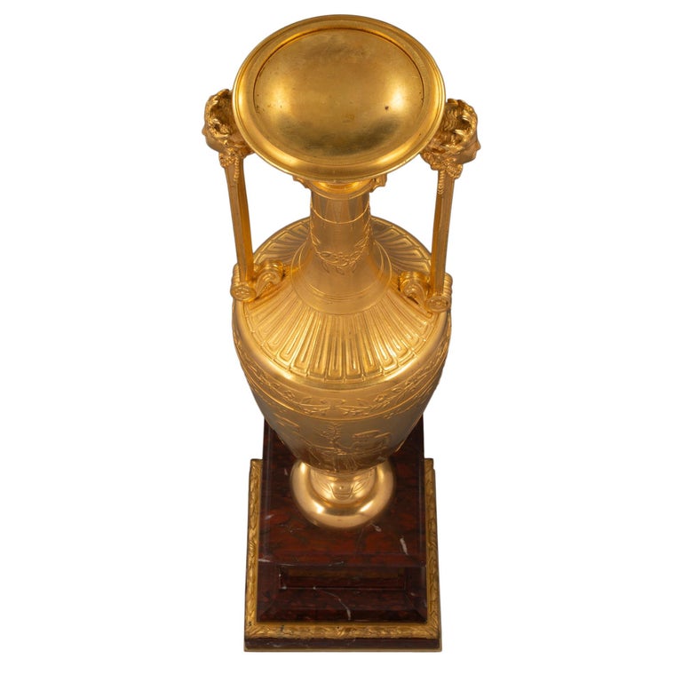 Pair of 19th Century GrecoEgyptian Style Ormolu Water Vases, circa