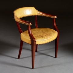 Pair of 19th Century Green Leather Tub Chairs