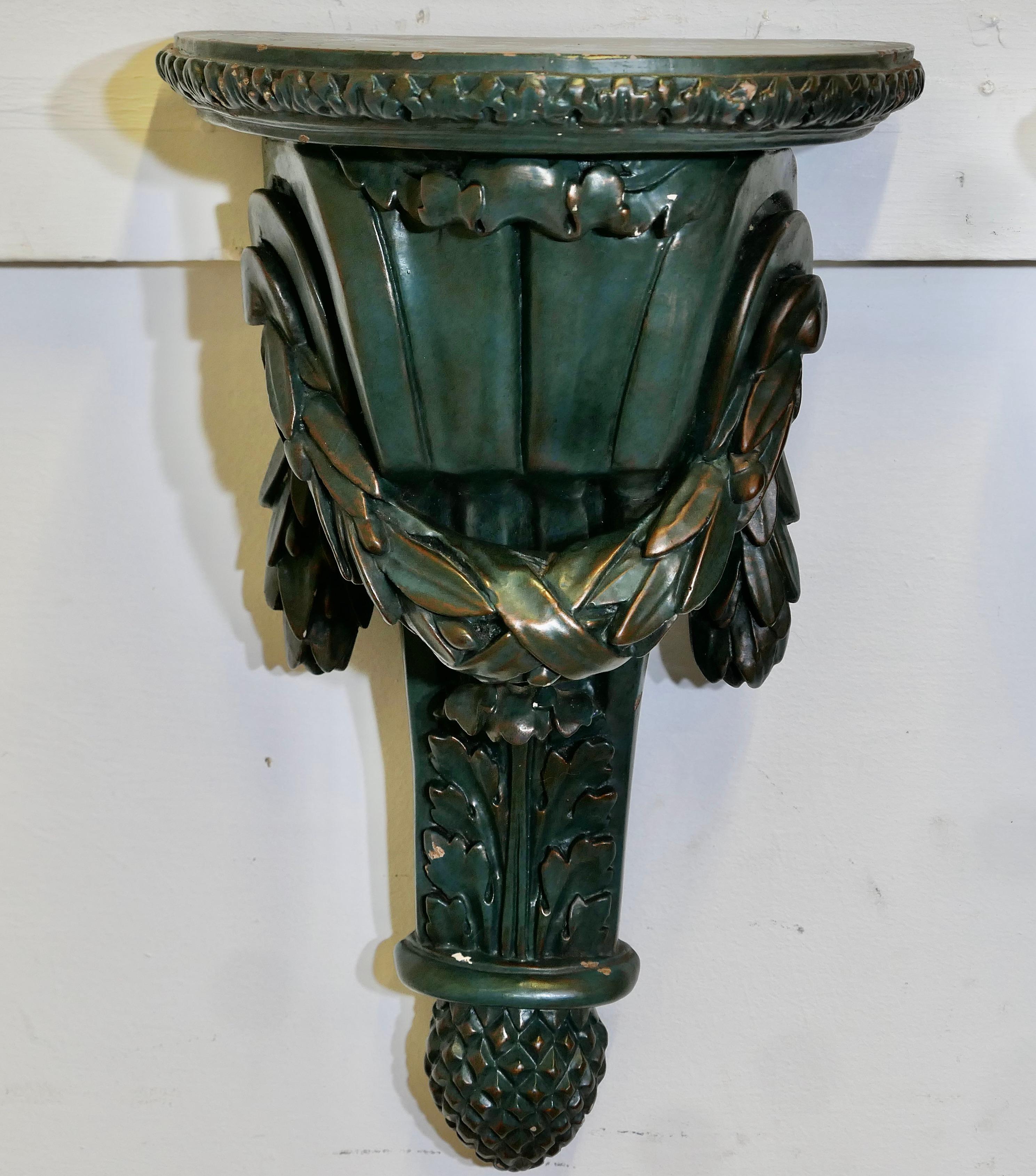 A Pair of 19th Century Green Wall Brackets     These are beautifully designed pi For Sale 1
