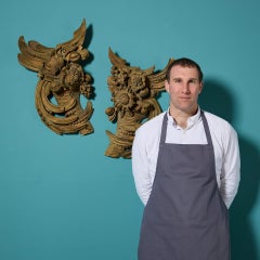 A Pair of 19th Century Hand Carved Gilt Wood Cornucopias