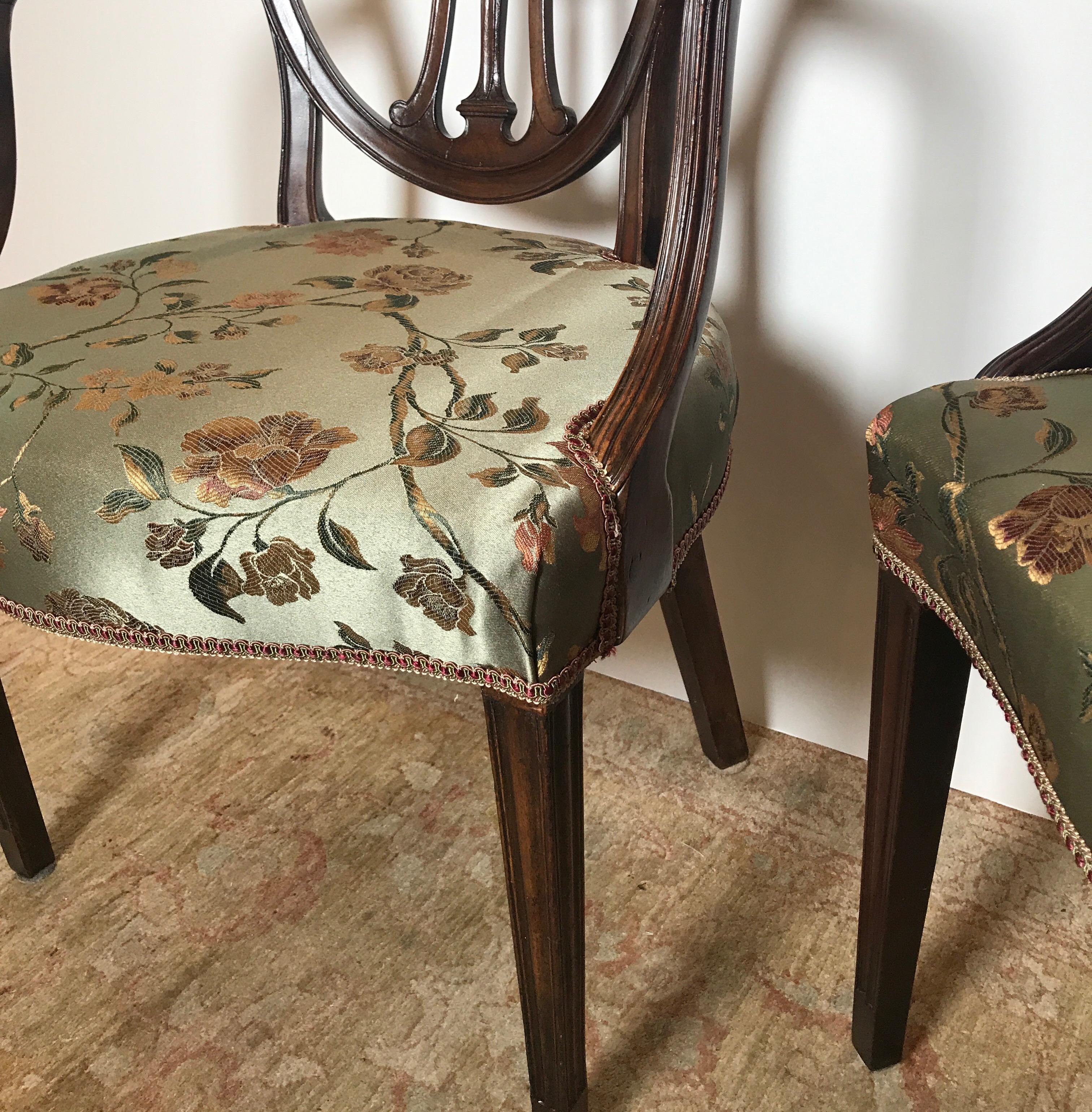 Pair of 19th Century Hand Carved Hepplewhite Armchairs 6