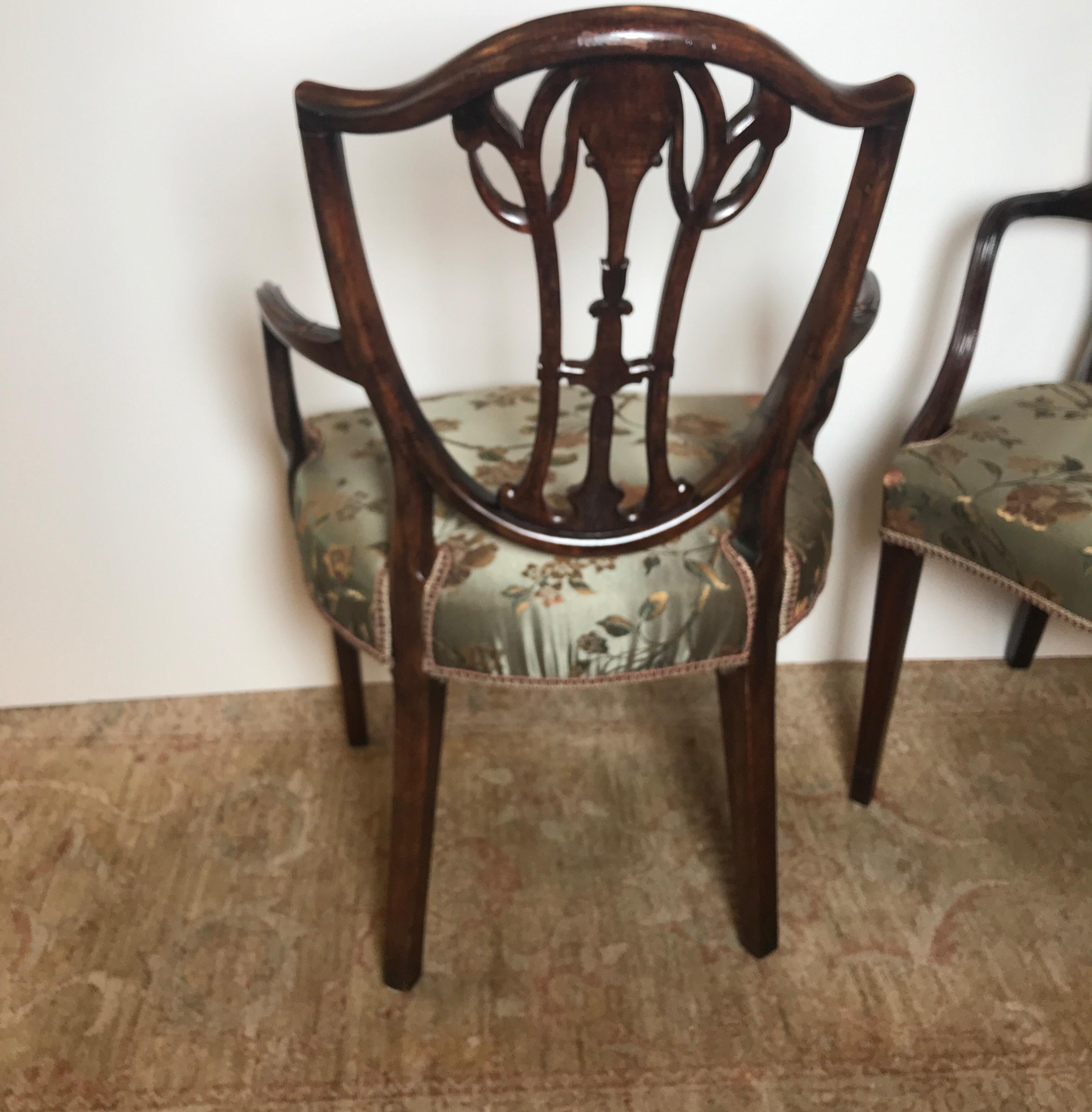 Pair of 19th Century Hand Carved Hepplewhite Armchairs 2