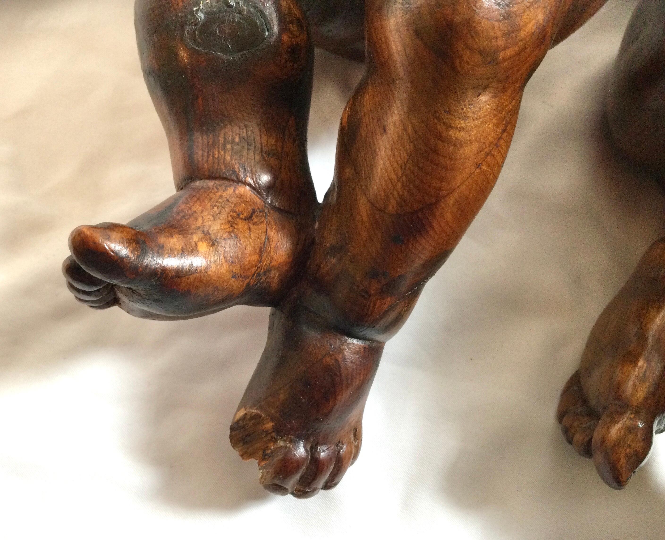 Pair of 19th Century Hand Carved Italian Walnut Cherubs 3