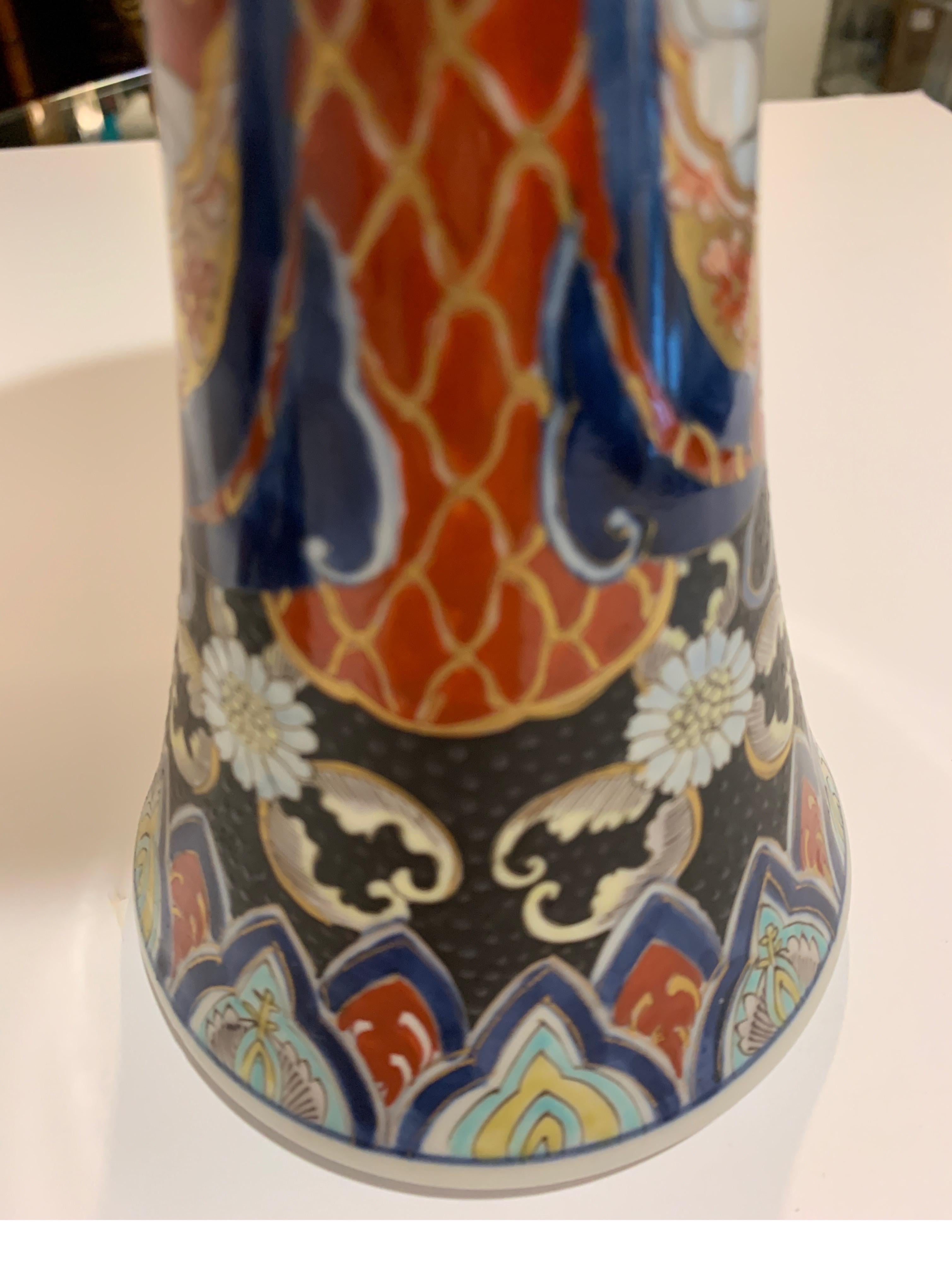 Pair of 19th Century Imari Porcelain Trumpet Vases 6