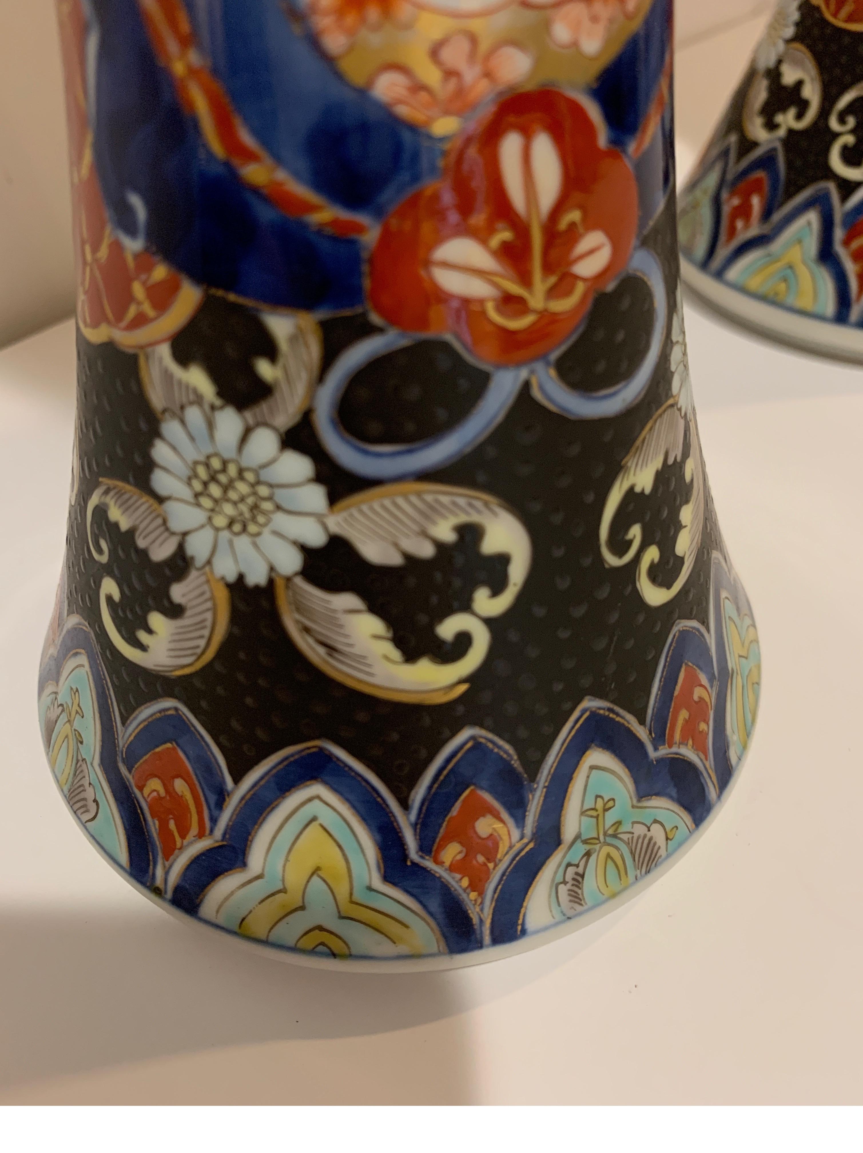 Late 19th Century Pair of 19th Century Imari Porcelain Trumpet Vases