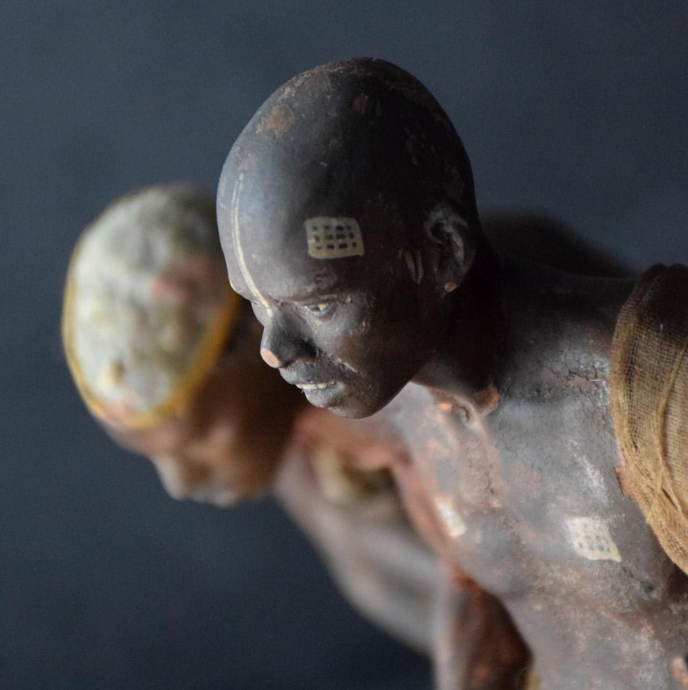 Hand-Crafted Pair of 19th Century Indian Clay Figures