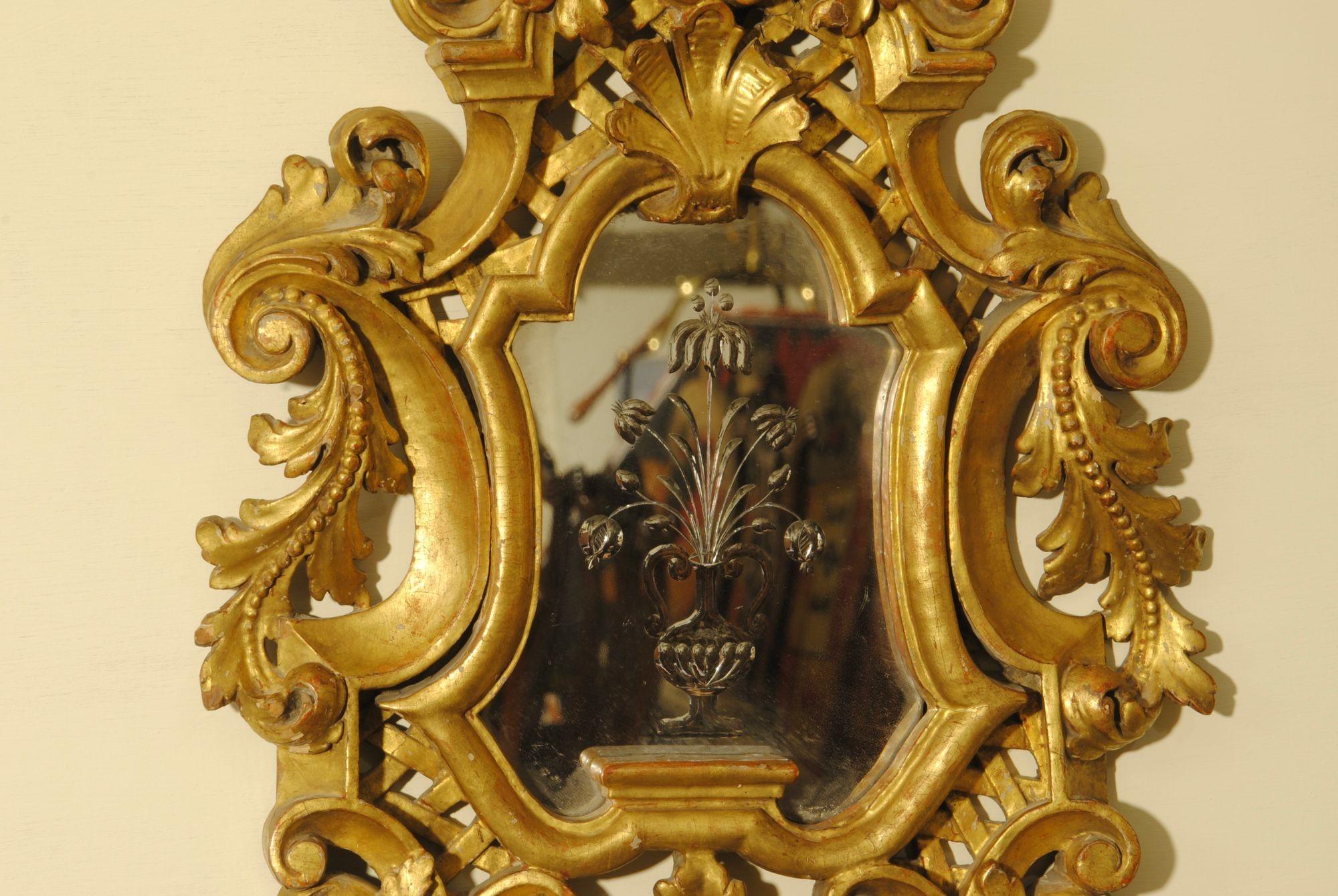 Paire de miroirs italiens en bois doré du XIXe siècle Bon état - En vente à Lincolnshire, GB