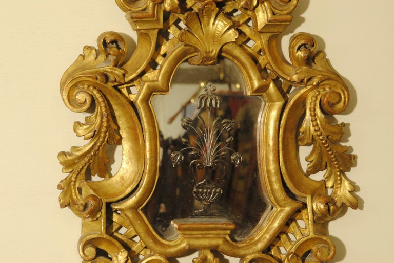 A Pair of 19th Century Italian Giltwood Mirrors For Sale at 1stDibs