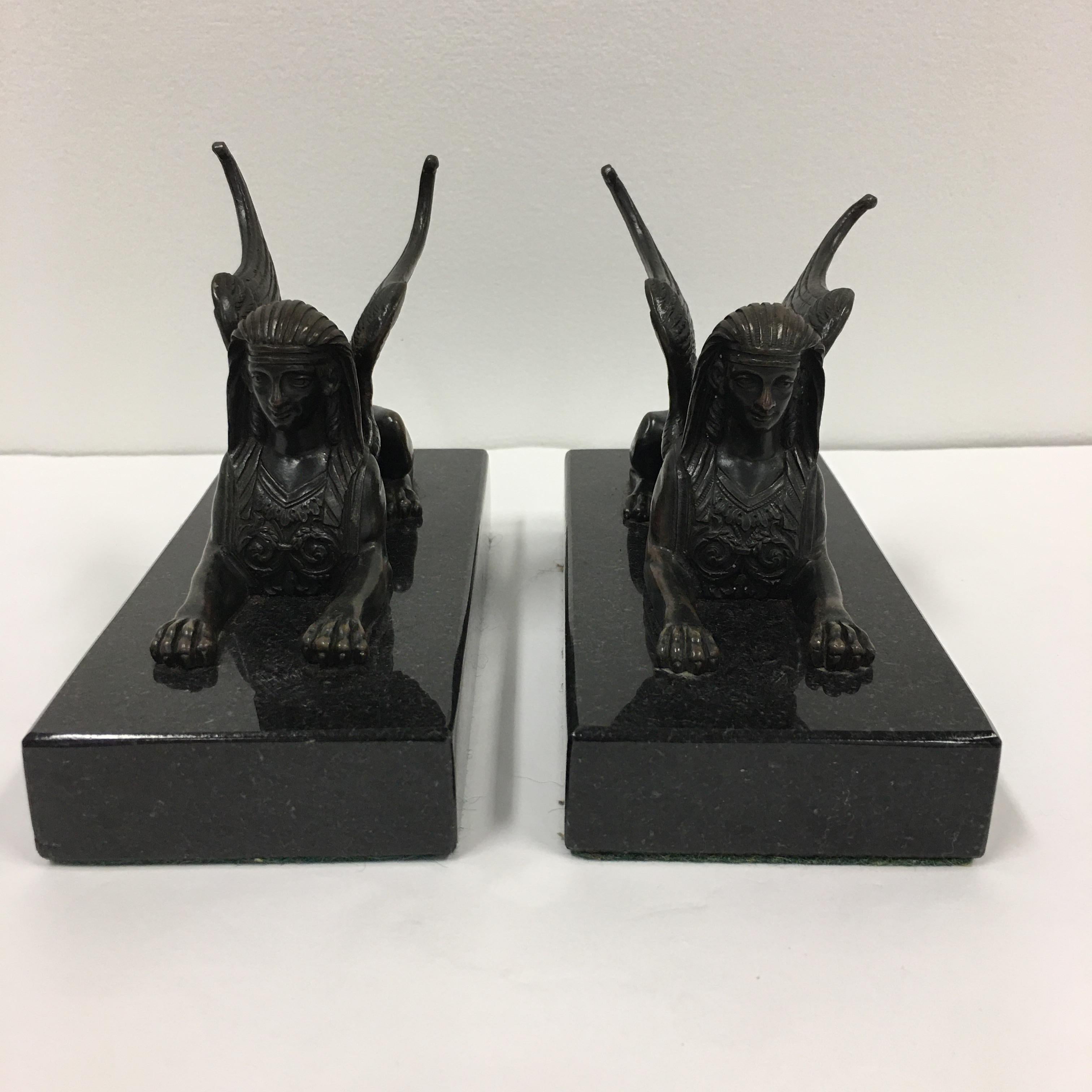 19th Century A pair of 19th. century Italian Grand Tour winged bronze Sphinxes
