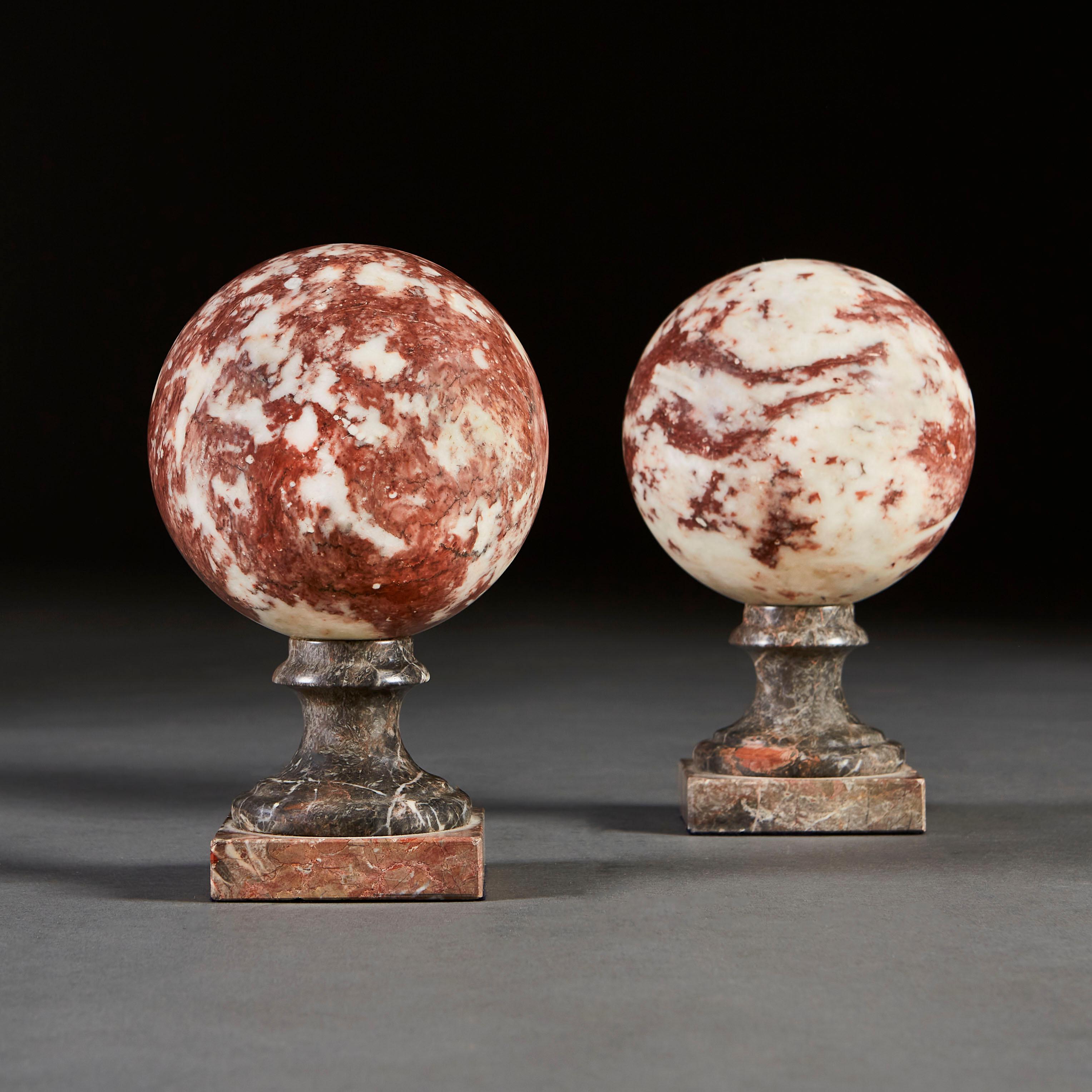 Pair of 19th Century Italian Marble Spheres