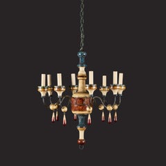 A Pair of 19th Century Italian Polychrome Painted Chandeliers