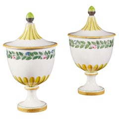 Pair of 19th Century Italian Pots of Urn Form with Lids