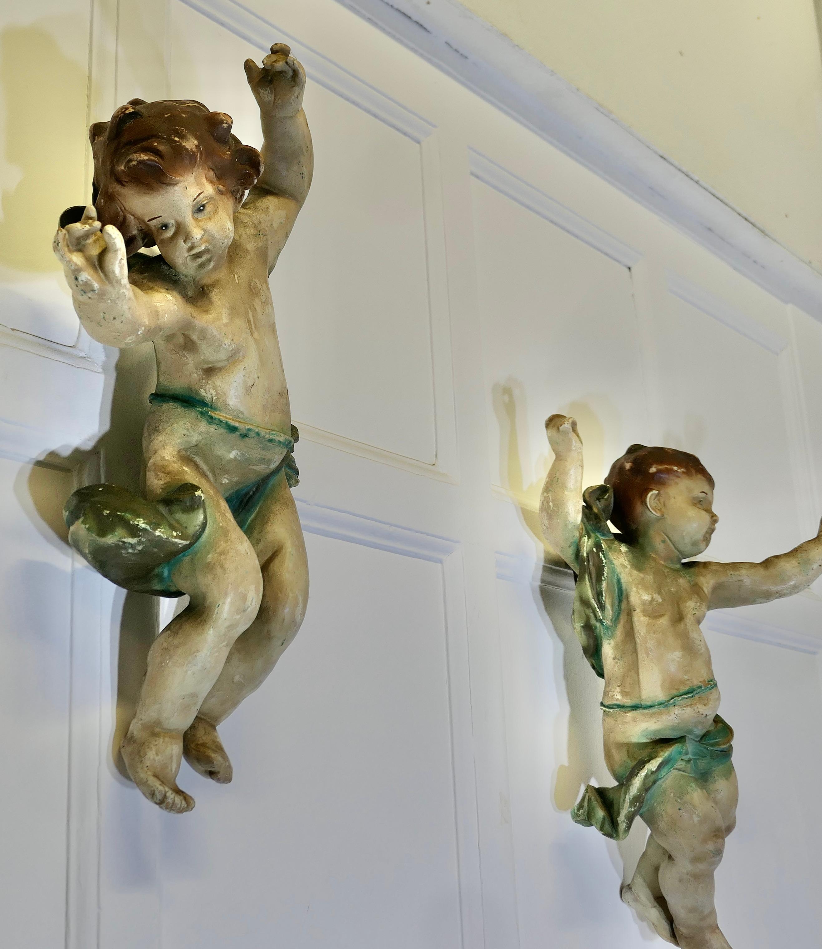 Coppia di putti italiani del XIX secolo firmati A  2 Figure barocche in vendita 7