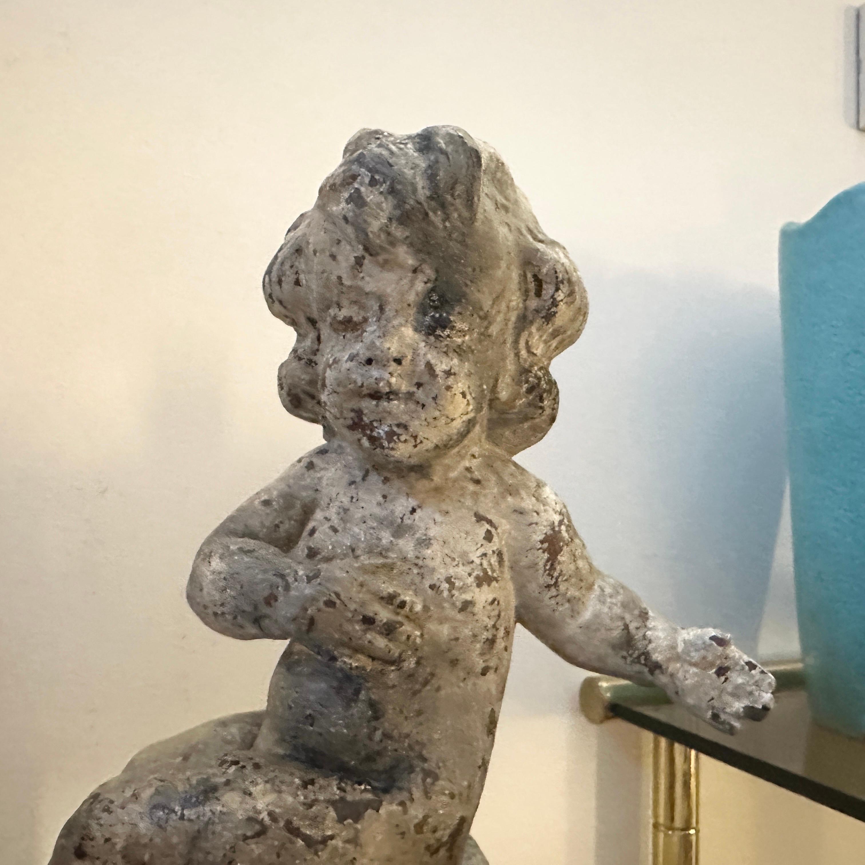 A pair of  19th Century Italian Wooden Putti Mounted on 18th Century Bases 2