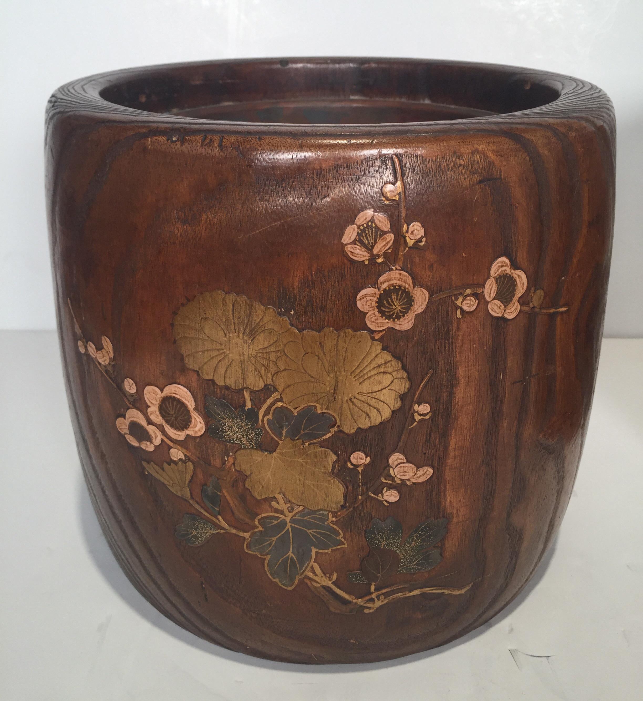 Meiji Pair of 19th Century Japanese Wood and Lacquer Jardinière Planters
