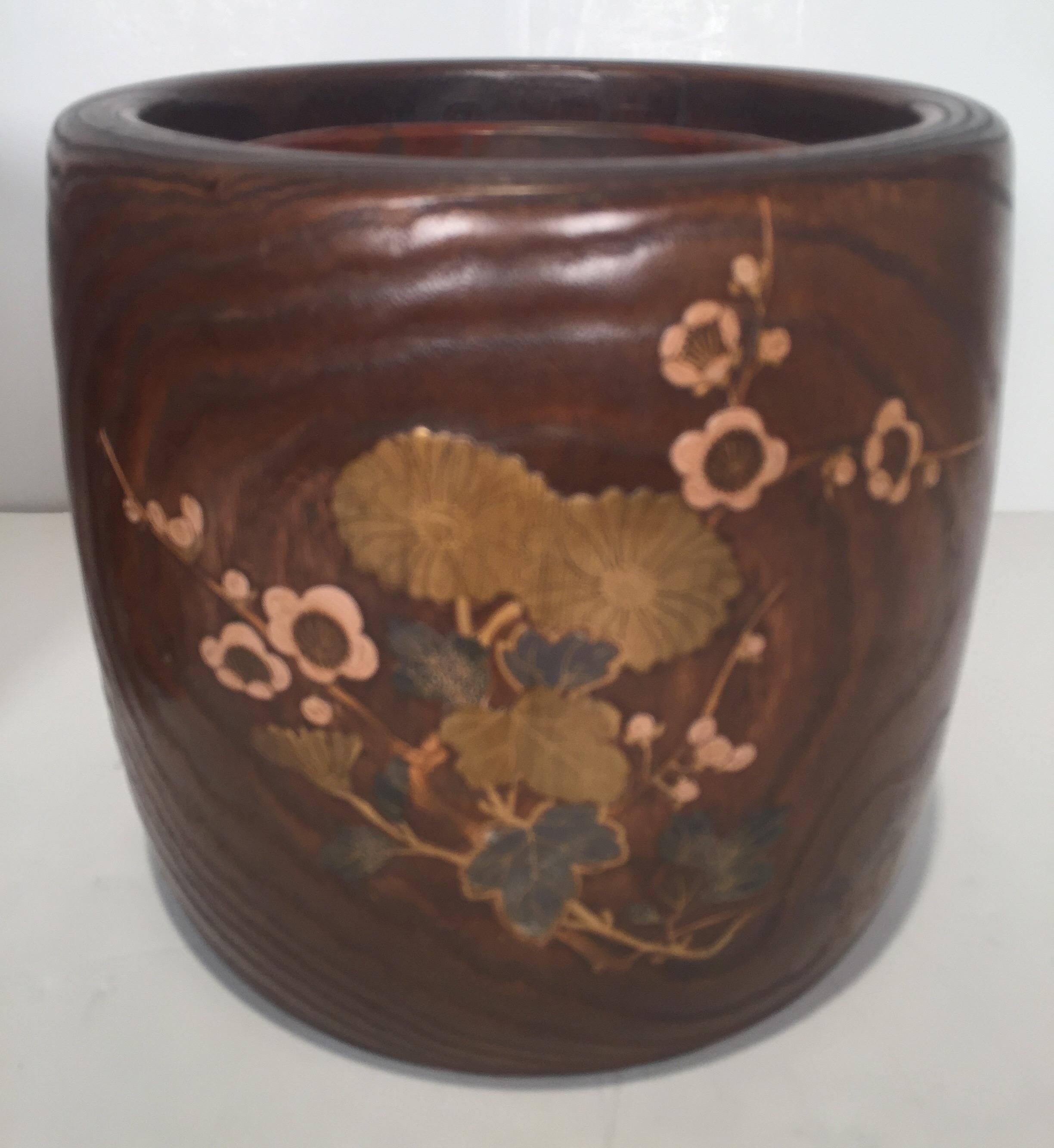 Late 19th Century Pair of 19th Century Japanese Wood and Lacquer Jardinière Planters