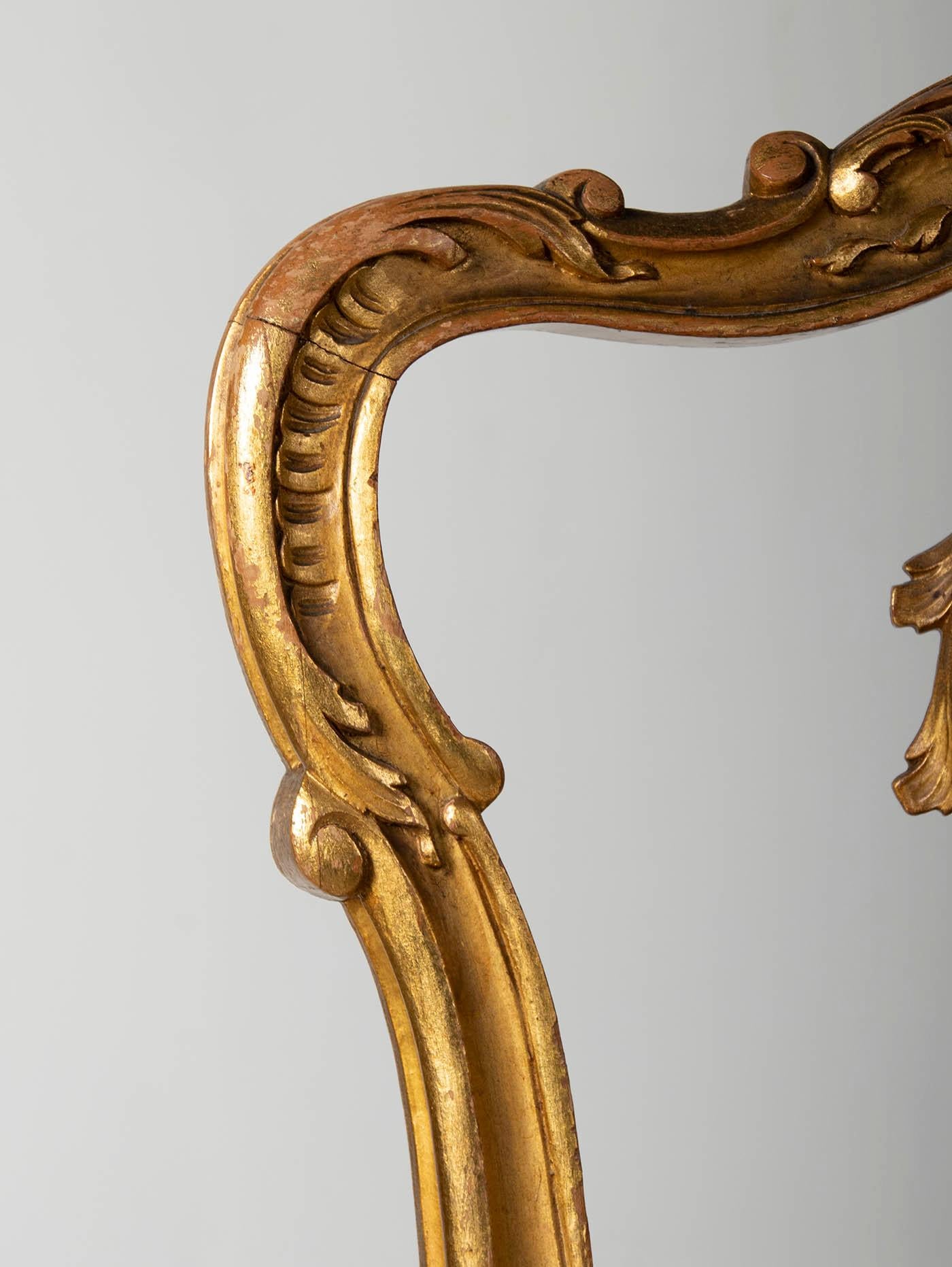 Pair of 19th Century Louis XV Style French Gold-Leaf Gilded Chairs 7