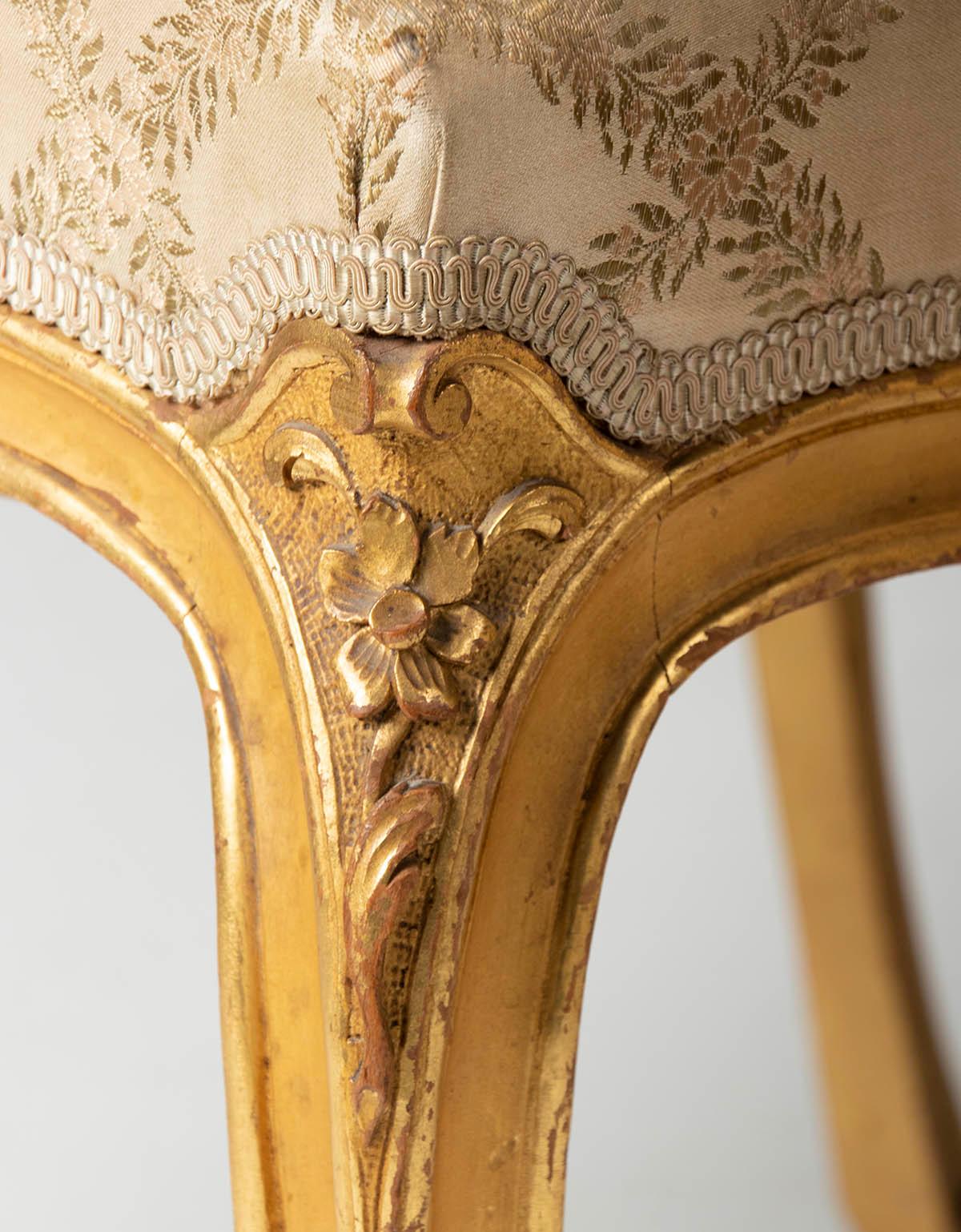 Pair of 19th Century Louis XV Style French Gold-Leaf Gilded Chairs 13
