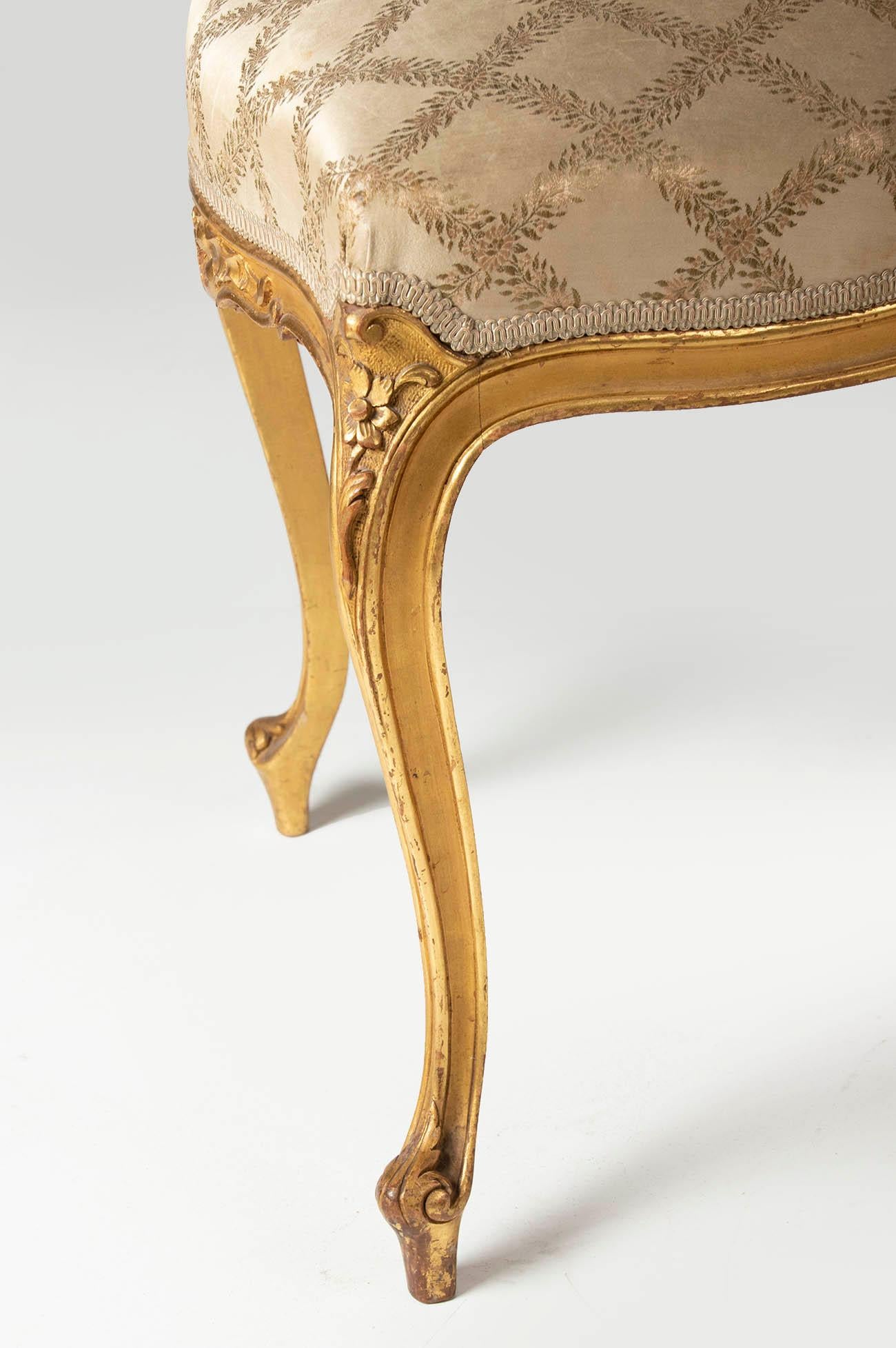 Pair of 19th Century Louis XV Style French Gold-Leaf Gilded Chairs 4