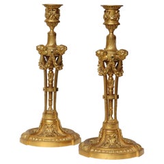 Pair of 19th Century Louis XVI Style Ormolu Candlesticks After Martincourt