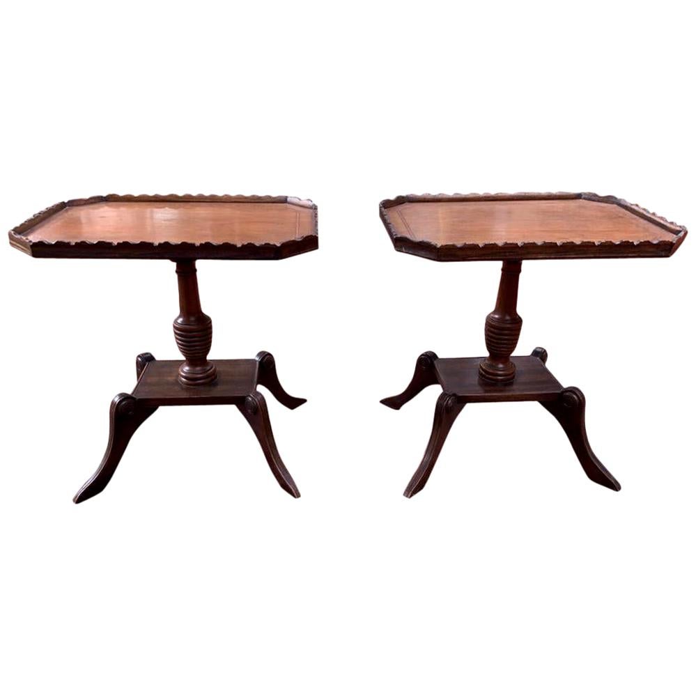 Pair of 19th Century Mahogany Inlaid Side Tables