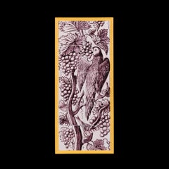 A Pair of 19th Century Manganese Delft Tile Panels depicting Parrots