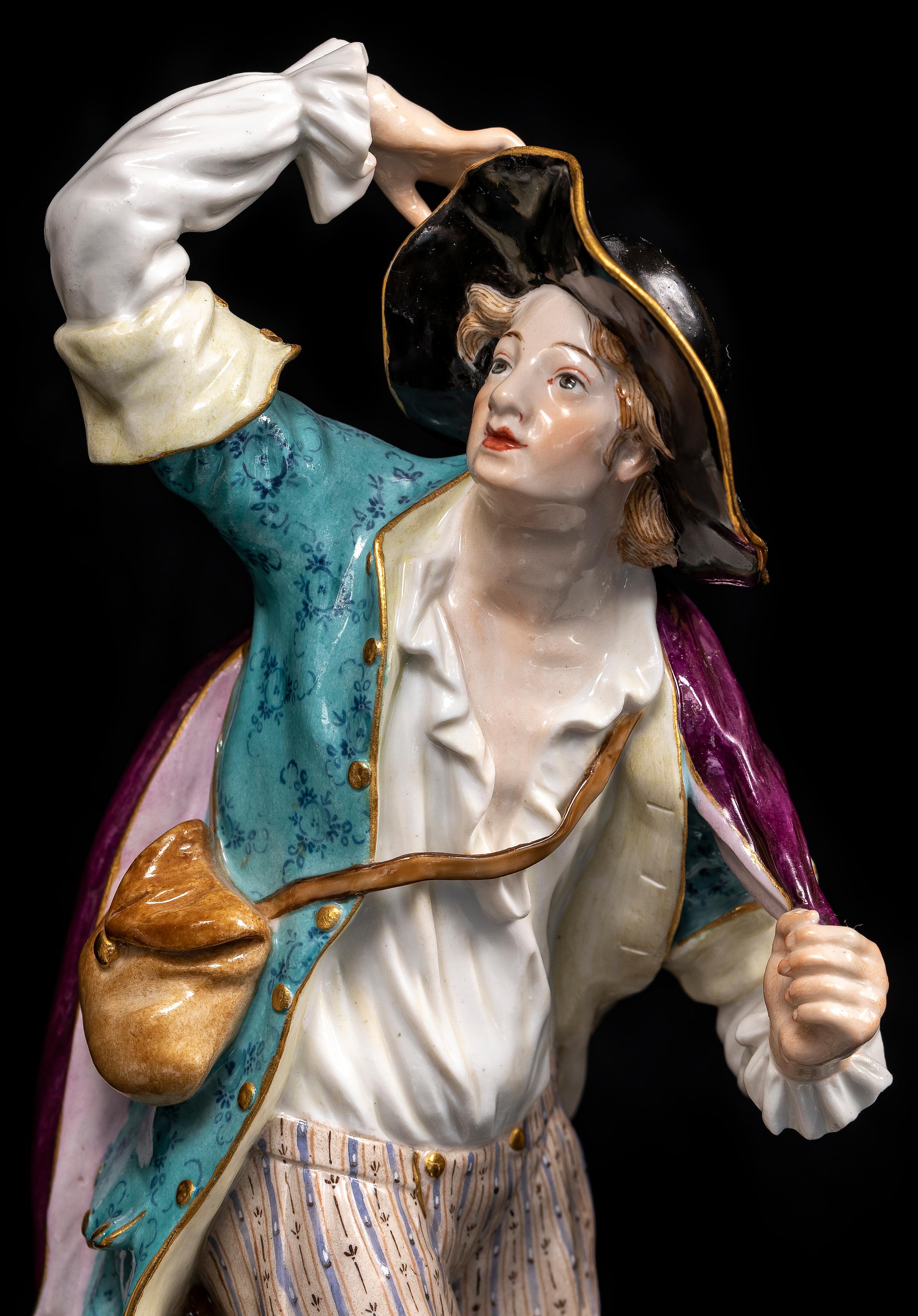 Pareja de figuras de porcelana de Meissen del siglo XIX de hombre y mujer ataviados en Bueno estado para la venta en New York, NY