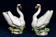 A Pair of 19th Century Meissen Porcelain Models of Swans, After J.J. Kandler