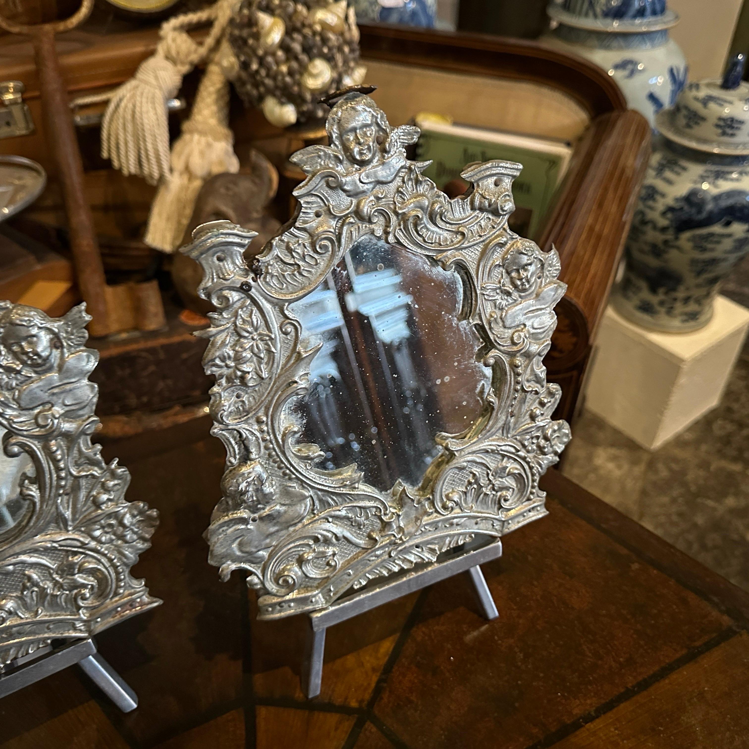 Ein Paar sizilianische Cartagloria-Spiegel aus Metall und Wood Wood des 19. im Angebot 4
