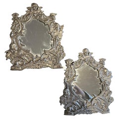 Ein Paar sizilianische Cartagloria-Spiegel aus Metall und Wood Wood des 19.
