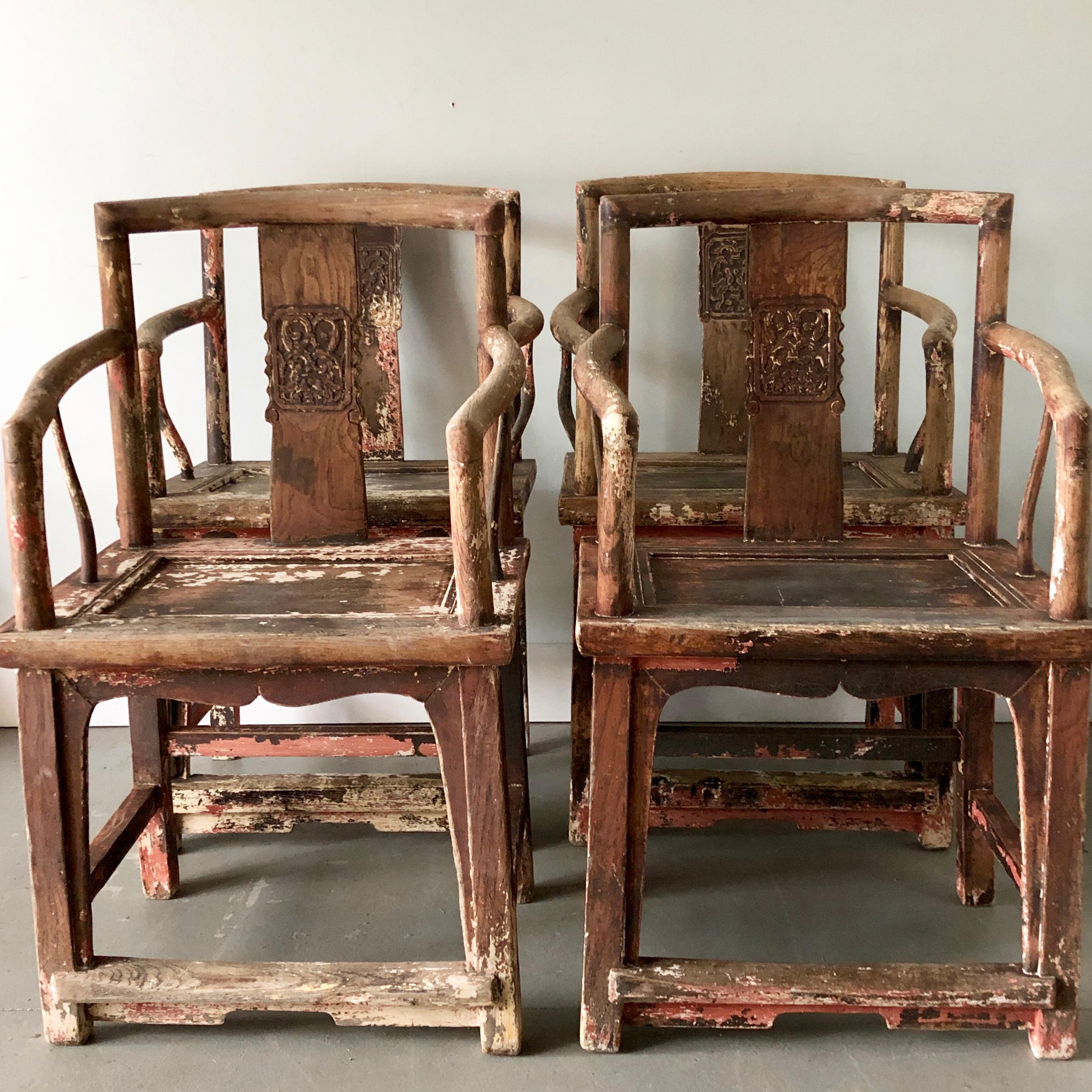 Paire de chaises de style de la dynastie Ming du 19ème siècle Bon état - En vente à Charleston, SC