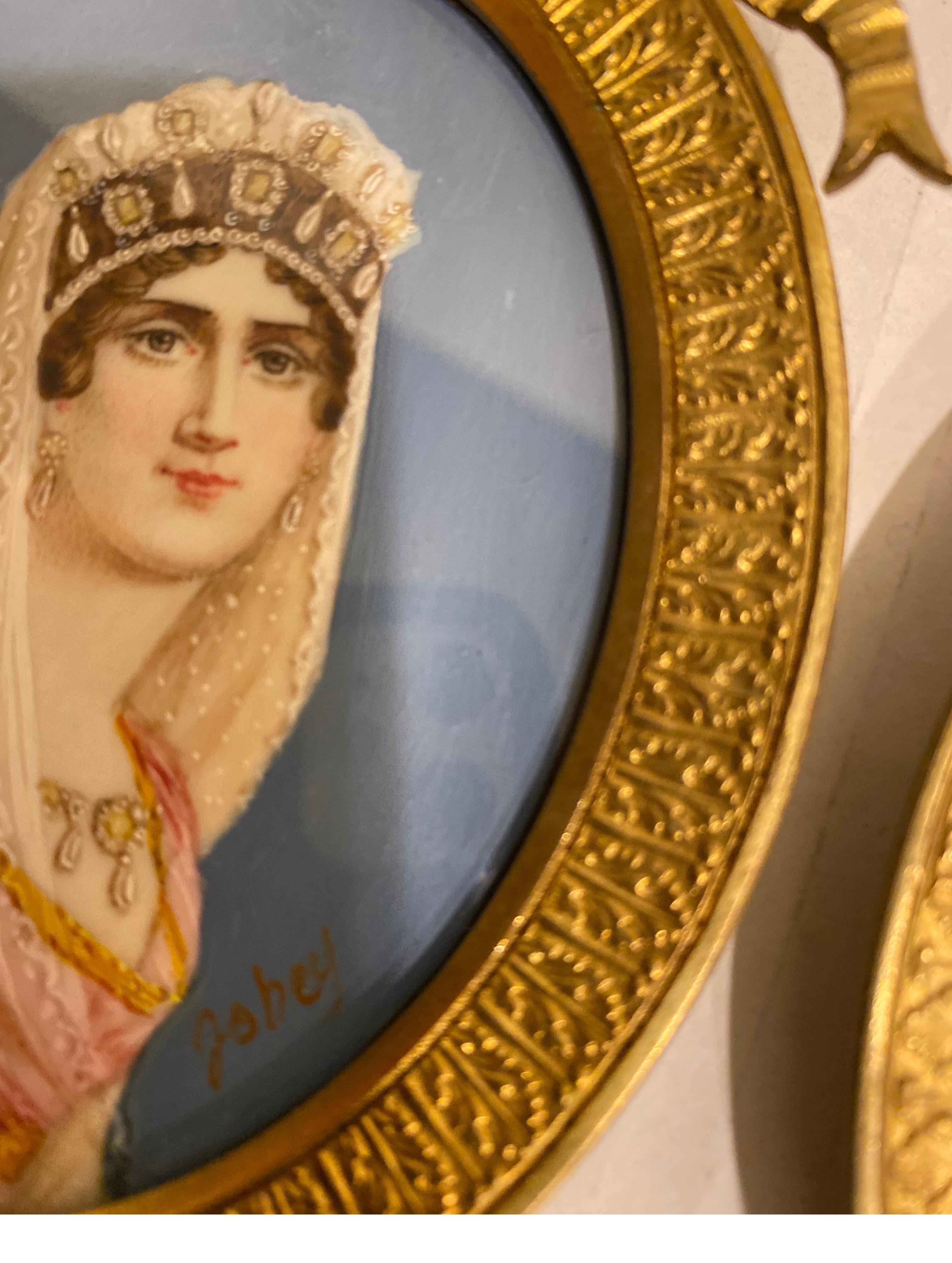 Pair of 19th Century Miniature Portraits of Napoleon and Josephine 2