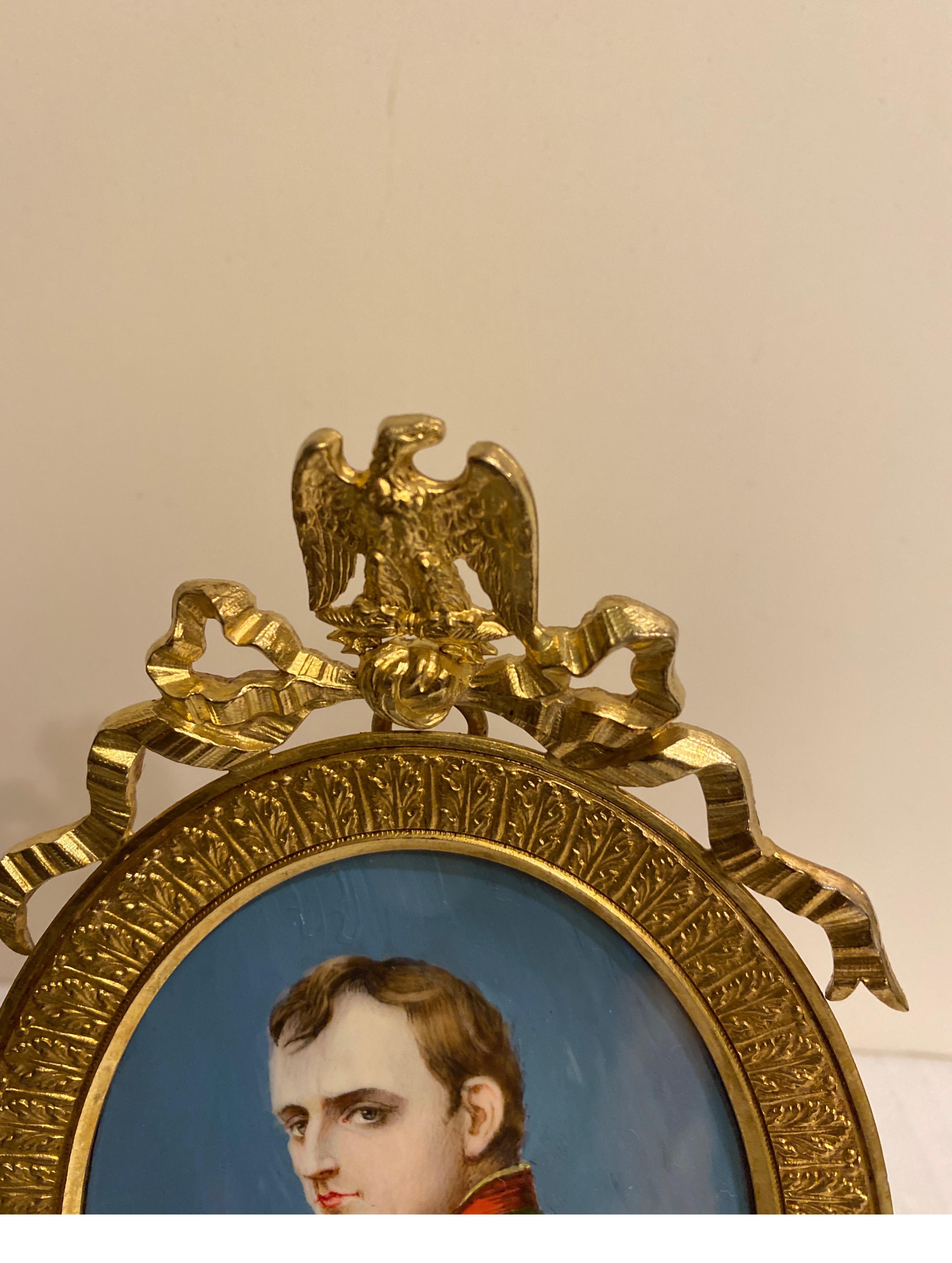 Empire Revival Pair of 19th Century Miniature Portraits of Napoleon and Josephine