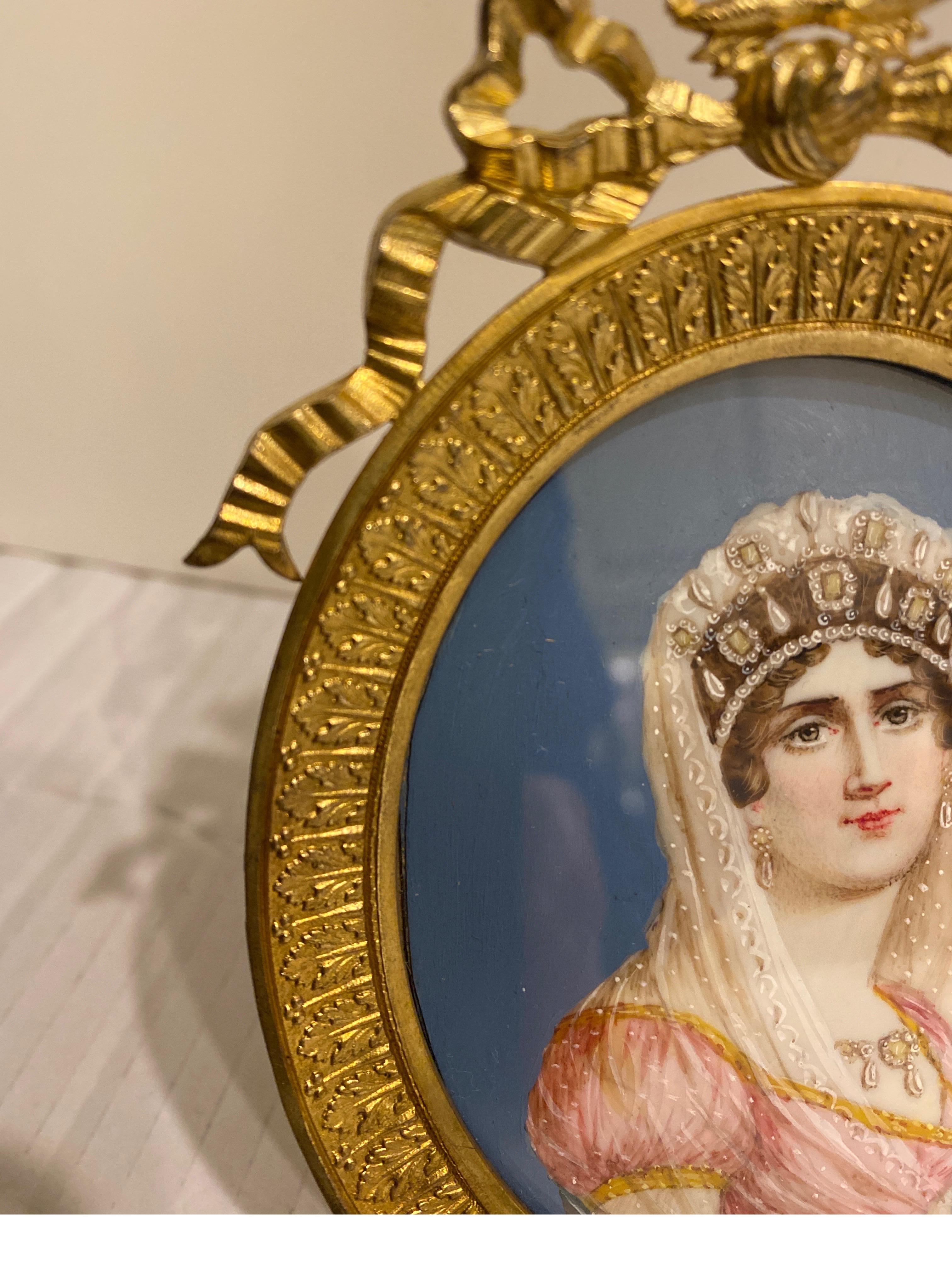 Pair of 19th Century Miniature Portraits of Napoleon and Josephine In Excellent Condition In Lambertville, NJ