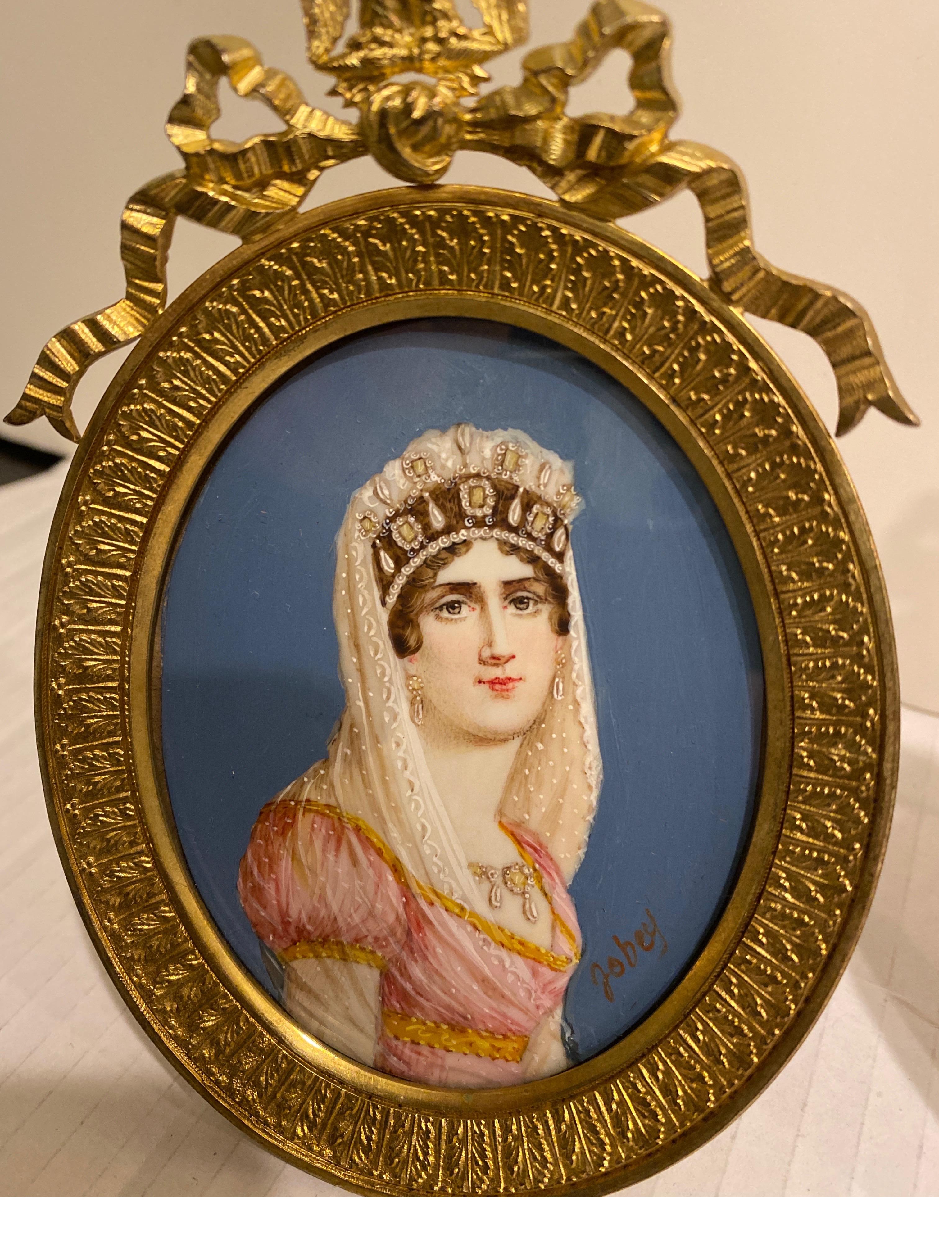 Ormolu Pair of 19th Century Miniature Portraits of Napoleon and Josephine