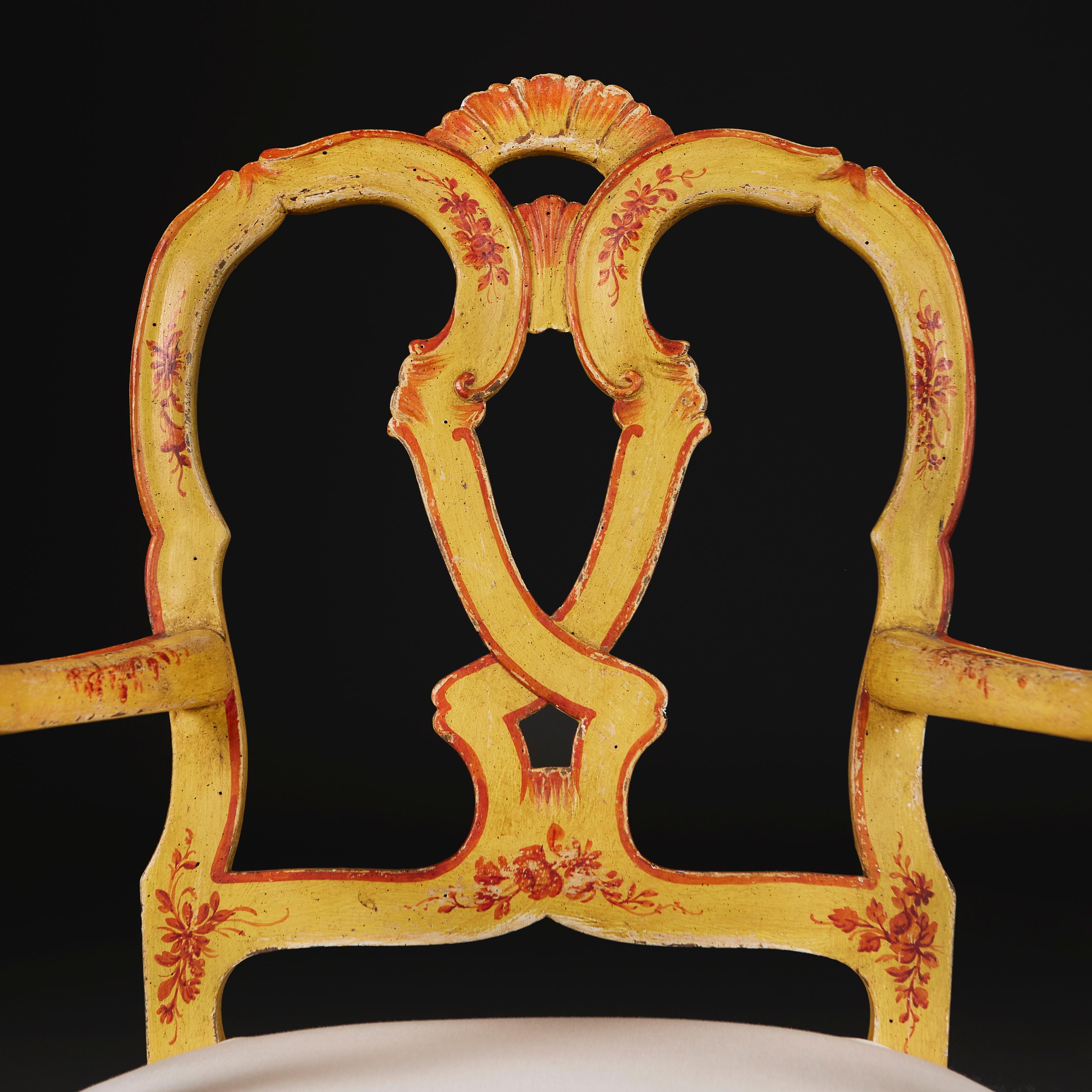 Ein Paar bemalte venezianische Sessel aus dem 19. im Zustand „Gut“ im Angebot in London, GB