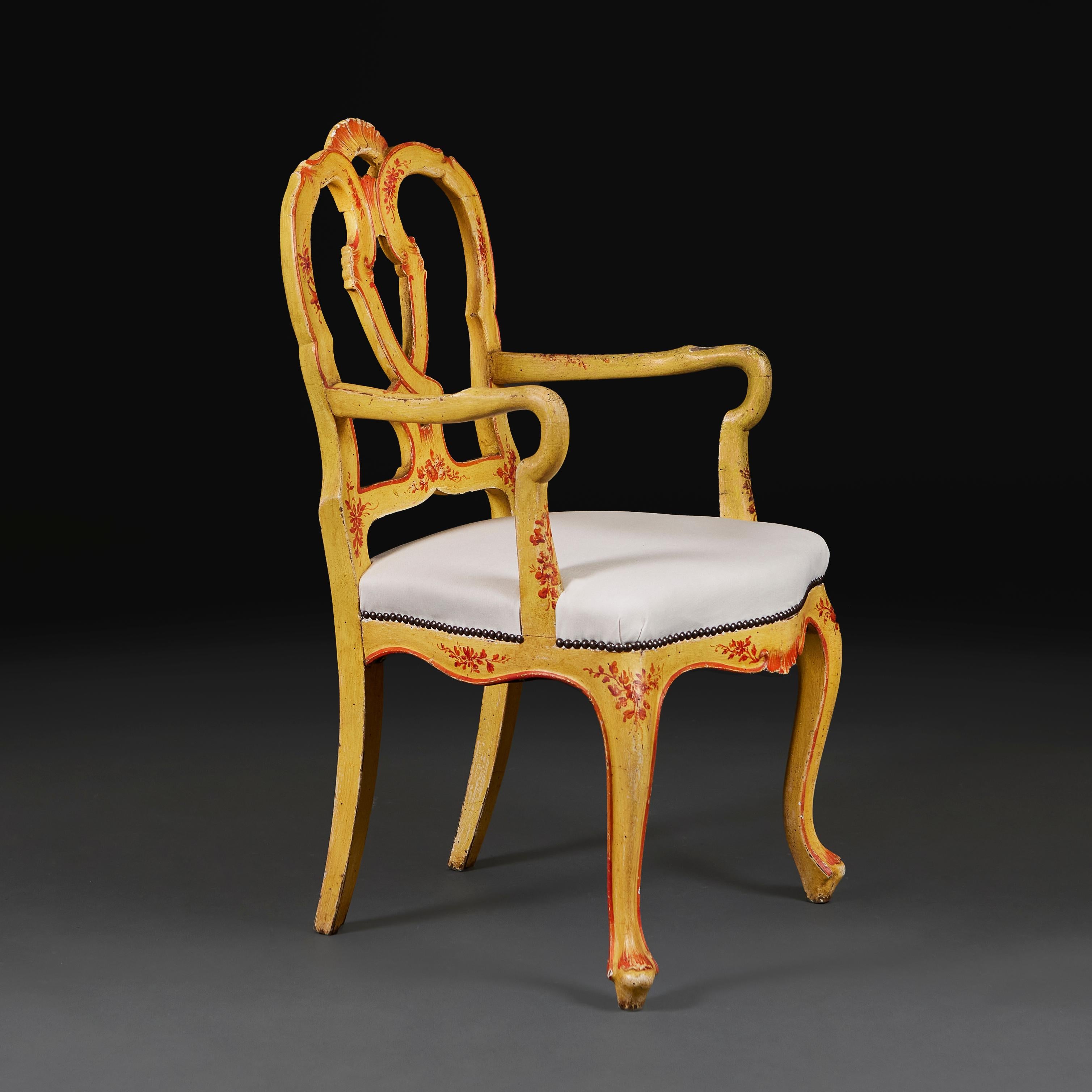 Ein Paar bemalte venezianische Sessel aus dem 19. (19. Jahrhundert) im Angebot