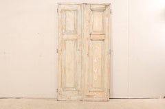 Pair of 19th Century Painted Wood French Doors with Nice Recessed Panels