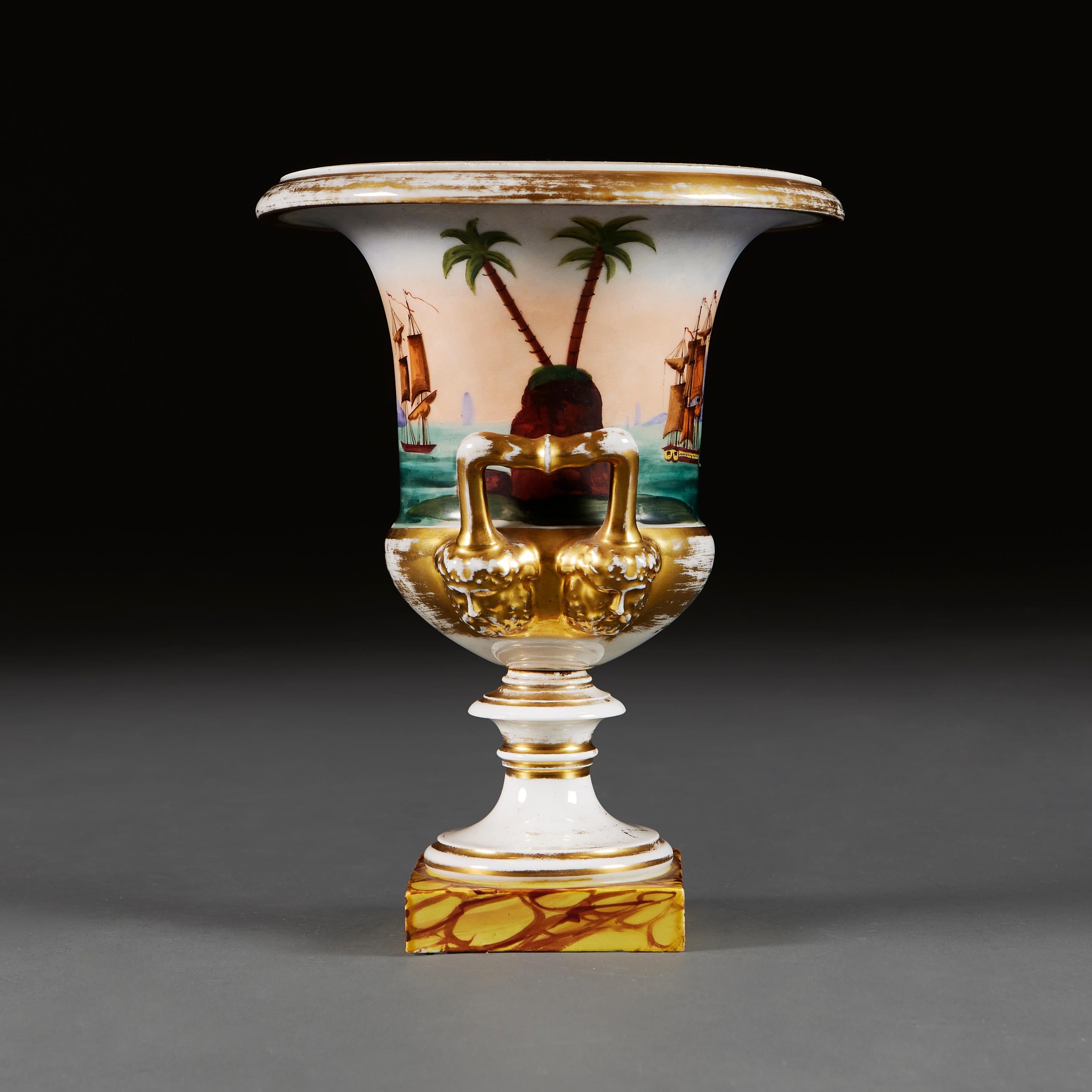 A Pair of 19th Century Paris Porcelain Urns  For Sale 1
