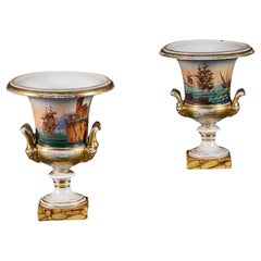 Antique A Pair of 19th Century Paris Porcelain Urns 