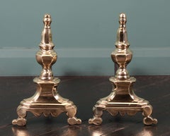19th Century French Polished Brass Fire Dogs