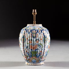 Pair of 19th Century Polychrome Delft Lamps