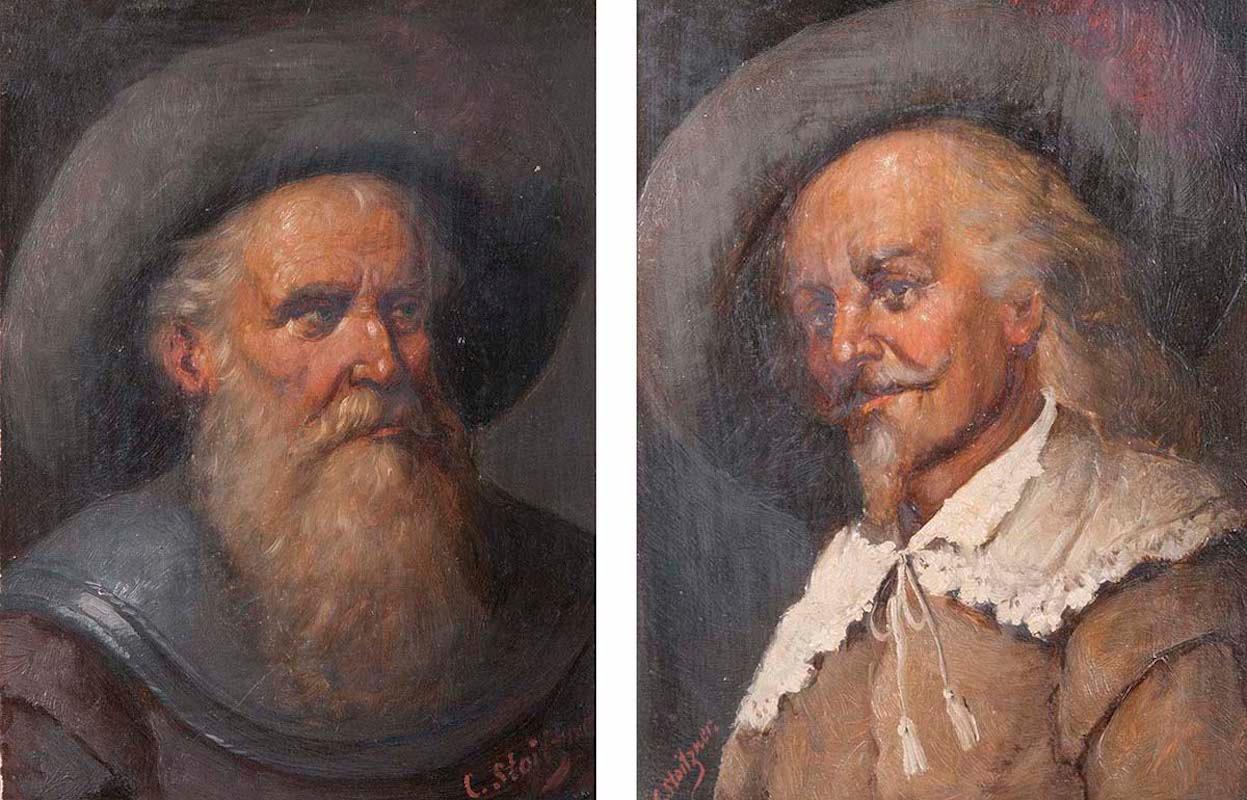 Austrian Pair of 19th Century Portraits by C. Stoitzner, Austria For Sale