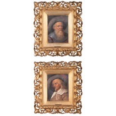 Pareja de retratos del siglo XIX de C. Stoitzner, Austria