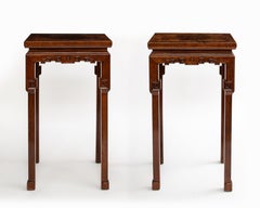 A Pair of 19th Century Qing Dynasty Chinese Carved Hardwood Pedestals
