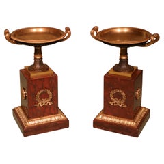 Pair of 19th Century Red Marble and Bronze Regency Period Tazzas
