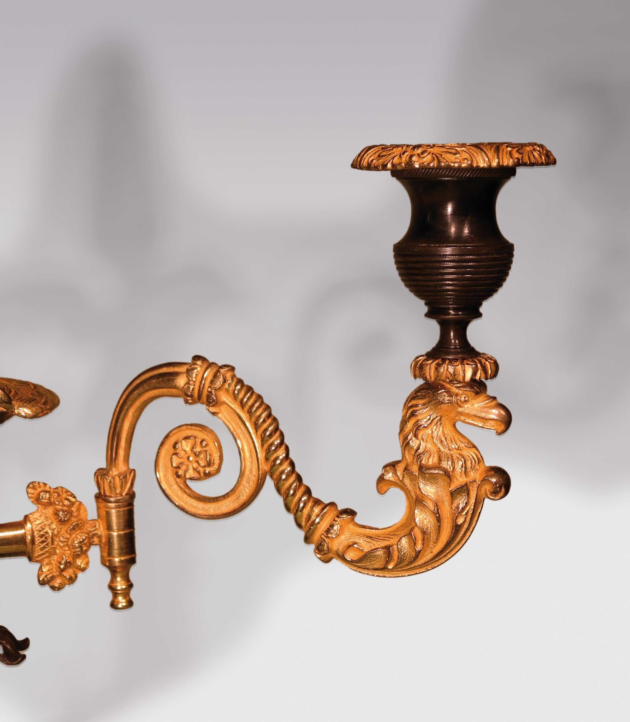 Pair of 19th Century Regency Period Bronze and Ormolu Two Light Candelabra 2